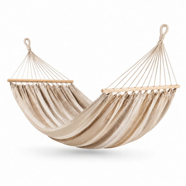 Amaca in Cotone con Barre di Legno Beige