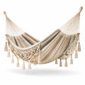 Amaca in Cotone con Rete Decorativa Beige 200cm x 150cm