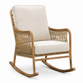 Sedia a dondolo in rattan con cuscini in poliestere beige