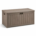 Baule da giardino in plastica effetto legno marrone 120x60x55 cm