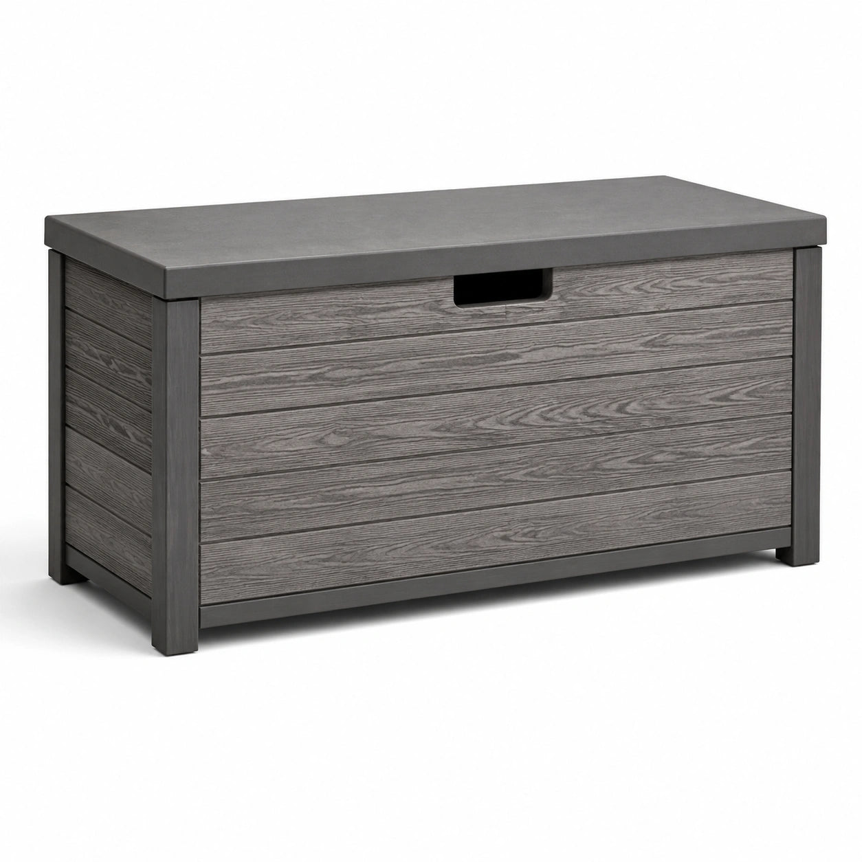 Baule da giardino in legno e plastica effetto grigio 120x50x60 cm