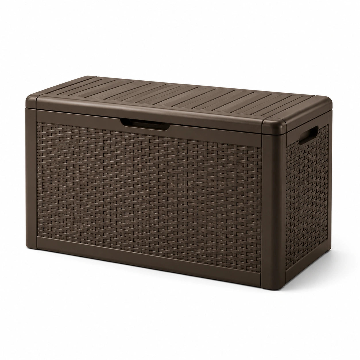 Baule da giardino in plastica marrone effetto rattan