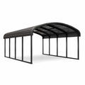 Carport in metallo nero con tetto curvo 600x300x250 cm