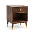 Comodino in Legno di Noce con Gambe in Ottone