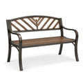 Panchina da giardino in metallo e legno di acacia 126 cm