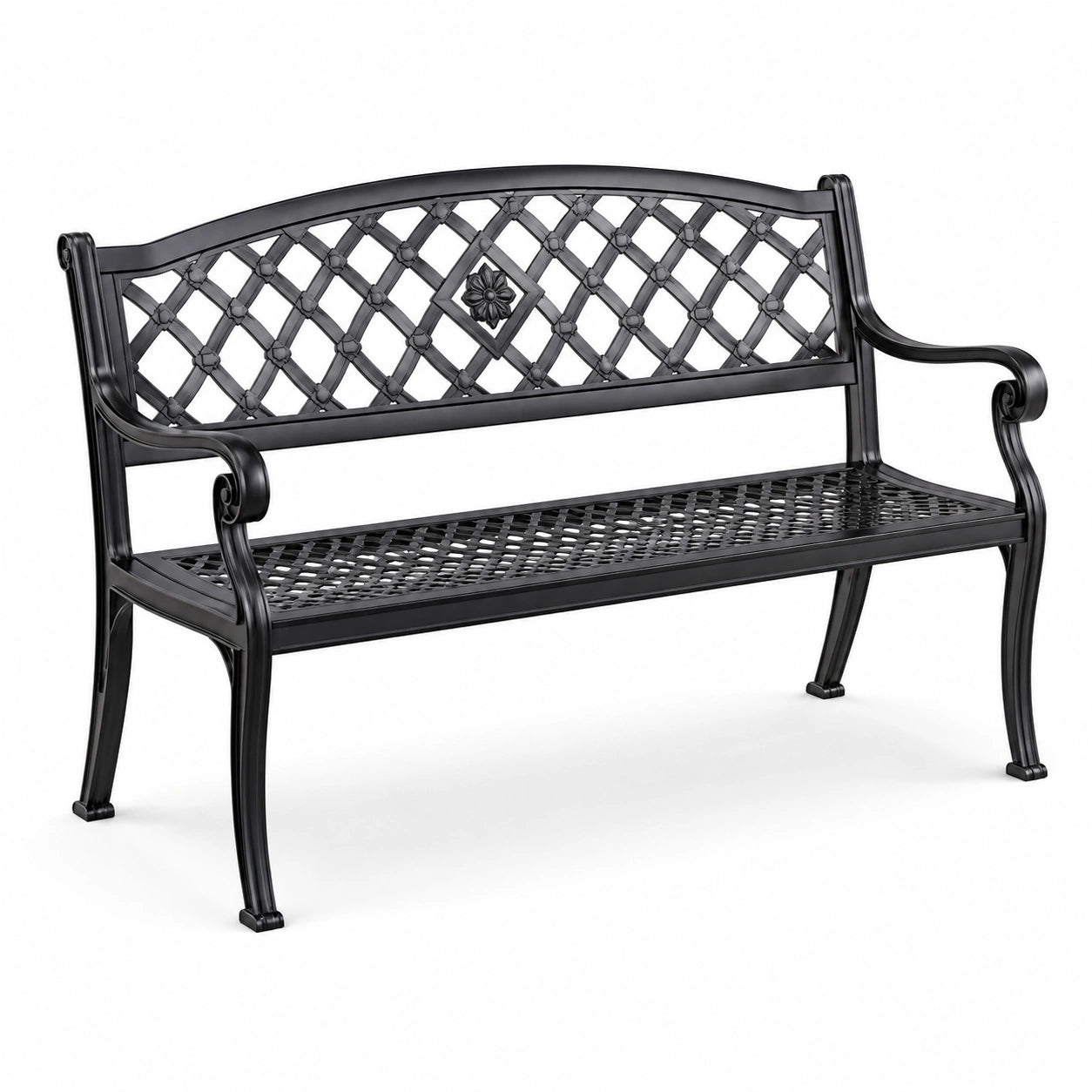 Panchina da giardino in ghisa nera 127 cm